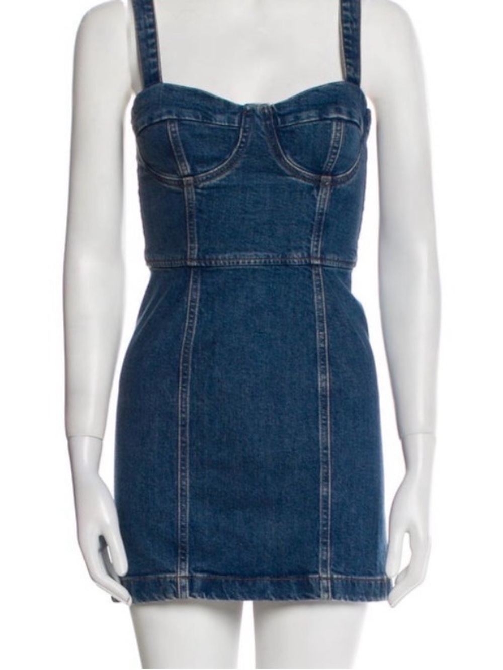 Reformation Denim Bustier Mini Dress - Dark Blue